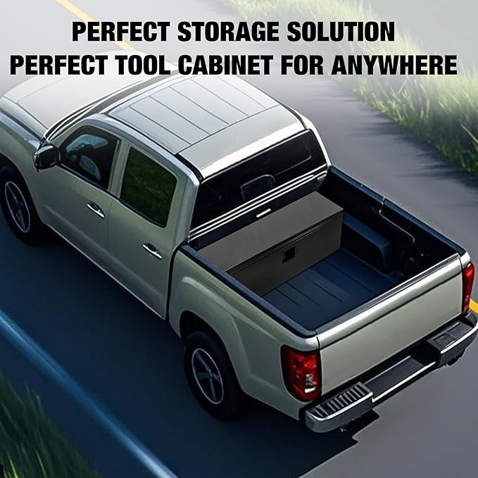 IDEALHOUSE Truck Bed Tool Box and Trailer Tongue Box - 30" Black Steel Storage Chest for Pickup Trucks, RVs, Trailers, Vans, 348"x 15"x 15"