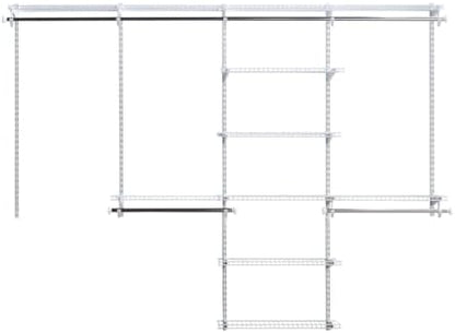 Rubbermaid Configurations Closet Shelves & Hanging Kit (2) 26" Shelves White Custom Pantry Organizer and Storage/Clothes Rack for Home/Laundry/Bathroom/Mudroom/Pantry/Linen Closet