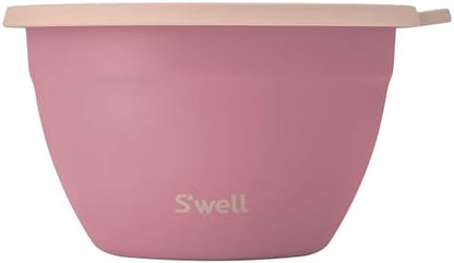 S'well Stainless Steel Salad Bowl Kit 64oz, Dusty Pink, Comes with 2oz Mini Canister and Removable Tray for Organization, Leakproof, Easy to Clean, Dishwasher Safe