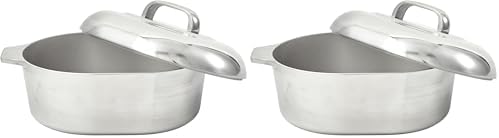 IMUSA 13in Cajun Cast Aluminum Oval Roaster with Lid, Durable Baking and Roasting Pan for Chicken, Meats, and Traditional Cooking (Pack of 2)