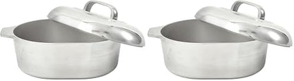IMUSA 13in Cajun Cast Aluminum Oval Roaster with Lid, Durable Baking and Roasting Pan for Chicken, Meats, and Traditional Cooking (Pack of 2)
