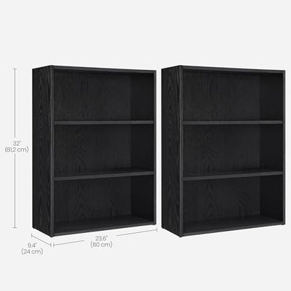 VASAGLE Set of 2 3-Tier Open Bookshelves, 23.6 Inches Wide