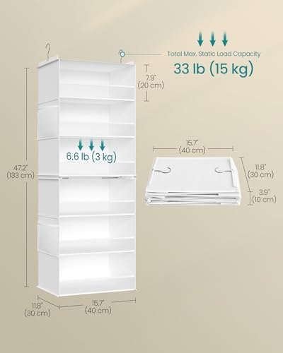 SONGMICS Widended Hanging Closet Organizer and Storage, 6-Tier, Separable