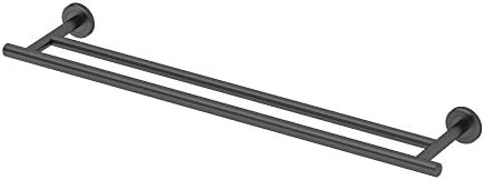 Gatco 4244MX Latitude II 24" Double Towel Bar, Matte Black / Wall Mounted Double Towel Holder for Bathroom
