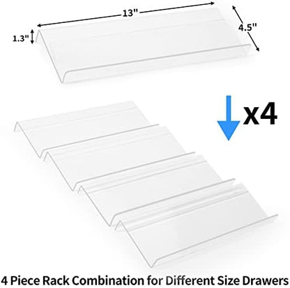 MIUKAA Clear Acrylic Spice Drawer Organizer, 4 Tier Seasoning Jars Drawers Insert, Kitchen Spice Rack Tray for Drawer/Countertop (Jars not included)