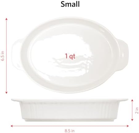 Glad Baking Dish Set, 3pc - Oval Stoneware Casserole Dishes for Oven and Microwave - Nesting Bakeware Set with Handles (11.5'', 10'', and 8.5''), Dishwasher Safe