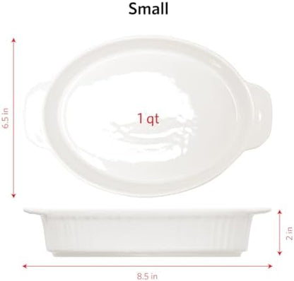 Glad Baking Dish Set, 3pc - Oval Stoneware Casserole Dishes for Oven and Microwave - Nesting Bakeware Set with Handles (11.5'', 10'', and 8.5''), Dishwasher Safe