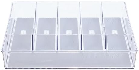 Glad Silverware & Utensil Drawer Organizer - Divided Clear Plastic Storage Tray with 6 Compartments for Kitchen Flatware and Cutlery - BPA Free, Food Safe, Non Slip, 12x15 inches