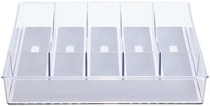 Glad Silverware & Utensil Drawer Organizer - Divided Clear Plastic Storage Tray with 6 Compartments for Kitchen Flatware and Cutlery - BPA Free, Food Safe, Non Slip, 12x15 inches