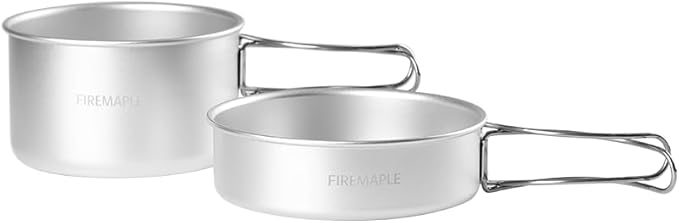 Fire-Maple Frost MINI Ultralight Camping Cookware Set – Compact Aluminum Pot and Frypan for Backpacking and Hiking – Lightweight Nesting Design, Gas Canister Compatible