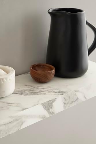Kate and Laurel Havlock Modern Faux Marble Floating Shelves, Set of 2, 22 x 6, White, Transitional Functional Bathroom and Kitchen Shelves for Storage and Display
