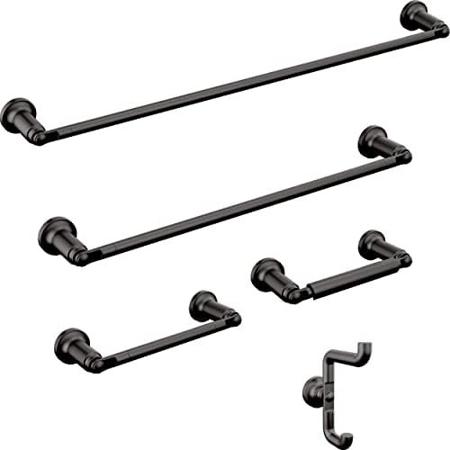 Delta Saylor (1-Pack) 8'' Towel Rack for Bathroom Matte Black Towel Bar for Bathroom Wall Hand Towel Holder Rod Wall Mounted Kitchen Towel Holder 73508-BL