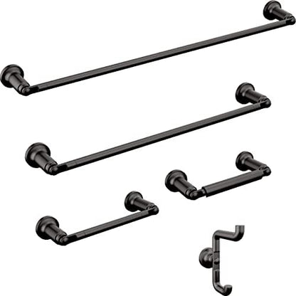 Delta Saylor (1-Pack) 8'' Towel Rack for Bathroom Matte Black Towel Bar for Bathroom Wall Hand Towel Holder Rod Wall Mounted Kitchen Towel Holder 73508-BL