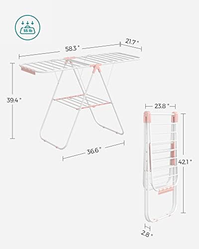 SONGMICS Clothes Drying Rack, Foldable Space-Saving Laundry Drying Rack
