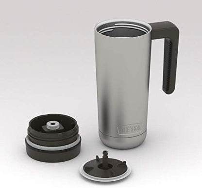 THERMOS ALTA SERIES Stainless Steel Mug 18 Ounce, Matte Steel/Espresso Black