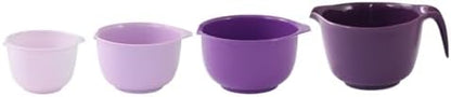 Glad Mixing Bowls with Pour Spout, Set of 4 - Nesting Plastic Bowls (1.2qt, 1.9qt, 2.8qt, and 3qt with Handle) - Non Slip Base, Dishwasher Safe Kitchen Cooking and Baking Supplies, Purple