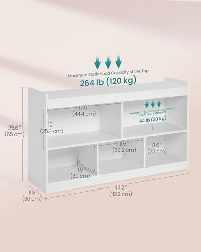 SONGMICS Kids' Toy Storage Shelf, Montessori Book Shelf with 5 Compartments