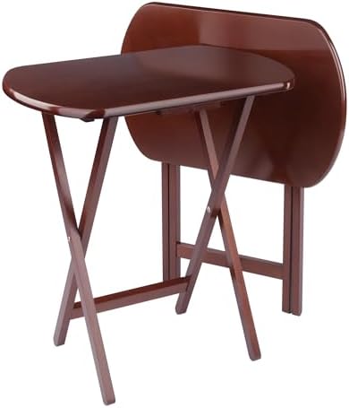 Winsome Corbett Set of 2 Oversized Foldable Snack Tables, Easy to Store Portable Fold Up Table Set for Kitchen, Living Room TV Dining, Crafts, Puzzles, Work from Home