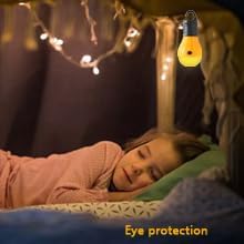 KINUR Sleep Aid Camping Light Bulbs Soft Amber Yellow Color Bug Resistent Portable Hanging Lantern for Kids,Baby,Camping,Hiking,Fishing,Decoration,Gift.(Batteries Not Included)