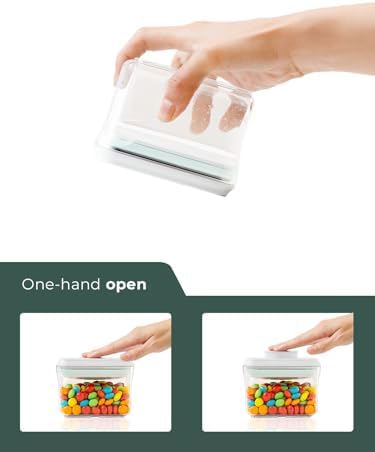 Small Airtight Container, 0.3Qt Mini Snack Jar with Pop-Top Lid