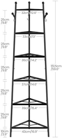 CHOEZON 6-Tier Cookware Stand, Triangle Shelf Storage Tower for Kitchen, Pans Pots Storage Rack, Metal Wire Shelf Organizer, Corner Shelf, for Kitchen, Living Room, Black TPR14BB
