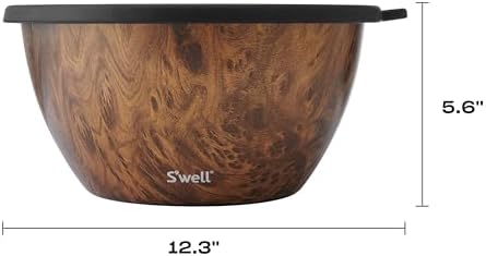 S'well Stainless Steel Salad Bowl Kit XL 184oz, Teakwood, Includes 5oz Canister For Dressing, Serving Utensils, and Removable Tray, Leakproof, Easy to Clean, Dishwasher and Refrigerator Safe