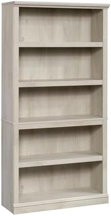 Sauder 5 Tier Book Shelf Wooden Bookcase Multipurpose Bookshelf for Home Office, Living Room, in Chalked Chestnut