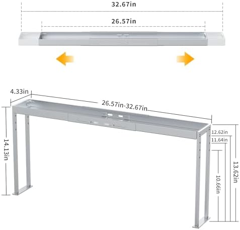 Over Stove Spice Rack, Expand 27 to 33 Inch Stove Shelf,Silver