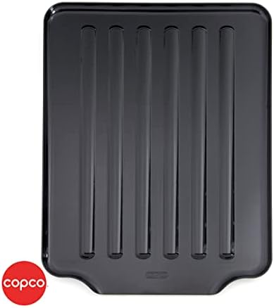 Copco Large Black Drain Board Fits Under Any Large Dish Rack to Catch Water or for Larger Pots Alone, Angled Base Allows for Self Draining with Raised Ribs to Prevent Water from Puddling