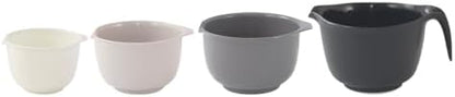 Glad Mixing Bowls with Pour Spout, Set of 4 - Nesting Plastic Bowls (1.2qt, 1.9qt, 2.8qt, and 3qt with Handle) - Non Slip Base, Dishwasher Safe Kitchen Cooking and Baking Supplies, Grey