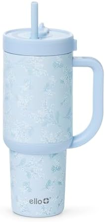 Ello Oasis 30oz Insulated Stainless Steel Tumbler with Straw, Sweet Alyssum