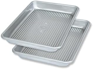 USA Pan Bakeware Mini Sheet Baking Pan Warp Resistant with Nonstick Quick Release Coating, Aluminzed Steel, Set of 2