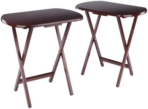 Winsome Corbett Set of 2 Oversized Foldable Snack Tables, Easy to Store Portable Fold Up Table Set for Kitchen, Living Room TV Dining, Crafts, Puzzles, Work from Home