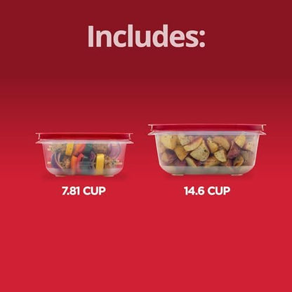 Rubbermaid 7.81- and 14.66-Cup EasyStore Square Containers, 2 Pack, Food Storage Containers, Food Storage Containers with Lids