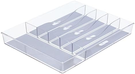 Glad Silverware & Utensil Drawer Organizer - Divided Clear Plastic Storage Tray with 6 Compartments for Kitchen Flatware and Cutlery - BPA Free, Food Safe, Non Slip, 12x15 inches