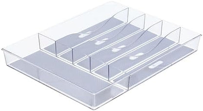 Glad Silverware & Utensil Drawer Organizer - Divided Clear Plastic Storage Tray with 6 Compartments for Kitchen Flatware and Cutlery - BPA Free, Food Safe, Non Slip, 12x15 inches