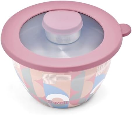 S'well Stainless Steel Salad Bowl Kit 64oz, Dusty Pink Daydream, Comes with 2oz Mini Canister and Removable Tray for Organization, Leakproof, Easy to Clean, Dishwasher Safe