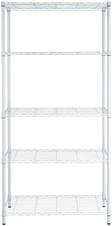 Honey-Can-Do 5-Tier White Wire Shelving Unit, 200 lb/Shelf, 36x14x72 in
