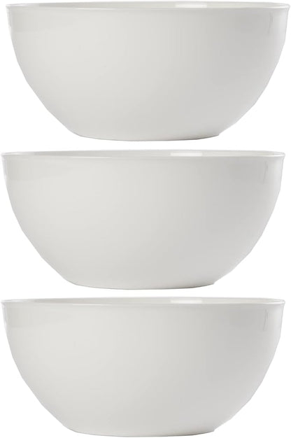 US Acrylic Vista White Plastic Salad and Serving 10-inch Bowls | set of 3 | Reusable, BPA-free, Made in the USA | 135 oz. capacity
