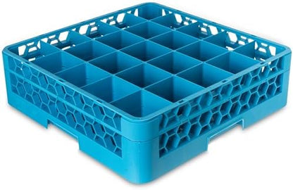 Carlisle FoodService Products RG25-114 OptiClean 25 Compartment Glass Rack with Extender, 3-1/2" Compartments, Blue (Pack of 4)
