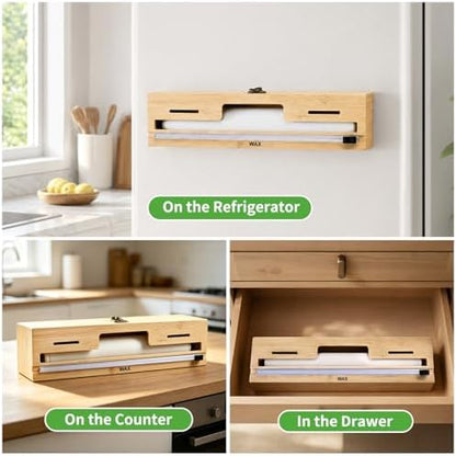 MSJGA Magnetic Plastic Wrap Dispenser with Cutter for Drawer & Refrigerator