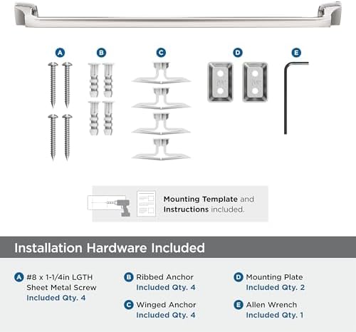Amerock Revitalize Polished Nickel 24 inch (610 mm) Center-to-Center Towel Bar, BH36034PN