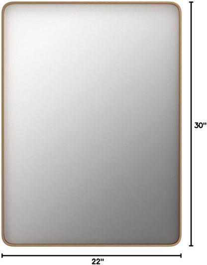 LOAAO 22”X30” Gold Bathroom Mirror, Rounded Rectangle Gold Frame Mirror