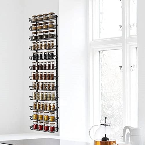 SWOMMOLY Wall Mount Spice Rack Organizer, 12-Tier Adjustable Dual-Use Shelf