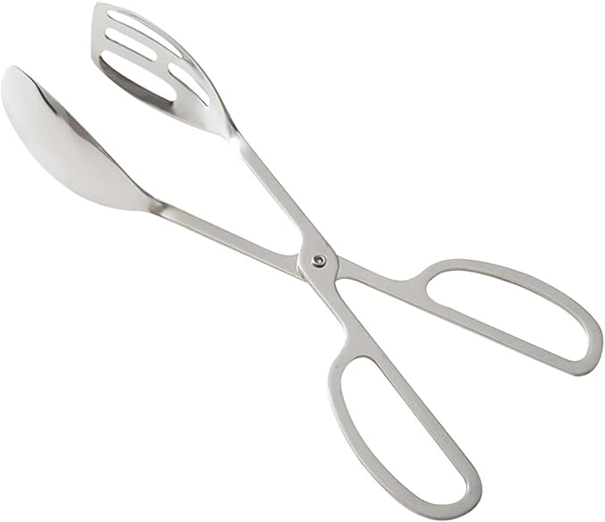 Food Tongs, Heavy Duty Stainless Steel Kitchen Tongs Salad Tongs 10 inch Heat Resistant Small Serving Tongs for Cooking, Grill, Pastry, Ice, Sandwich, Food Bread Dessert (Silver)