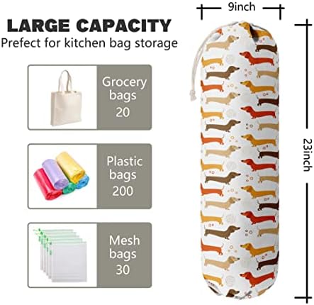 Dog Pattern Grocery Bags Holder Organizer - Wall Mount Plastic Bags Storage Container Dispensers, Perfect Gifts for Dog Lovers