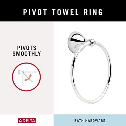 Delta Foundations (1-Pack) Hand Towel Holder Polished Chrome Towel Racks for Bathroom Wall Round Towel Ring Holder for Bath Towel Hanger for Kitchen, Bathroom Accessories FNDS46-PC