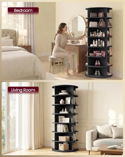 VASAGLE 7-Tier Rotating Shoe Rack Tower, Free Standing