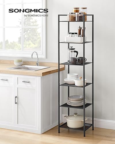 SONGMICS 6-Tier Storage Rack, Bathroom Shelf, Extendable Plant Stand