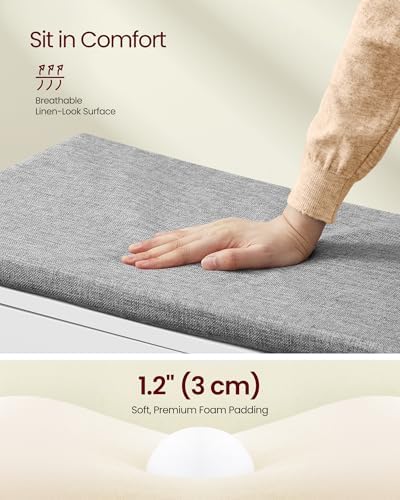 VASAGLE 3-Tier Shoe Storage Bench with Cushion, 14 x 39.8 x 20.7 Inches